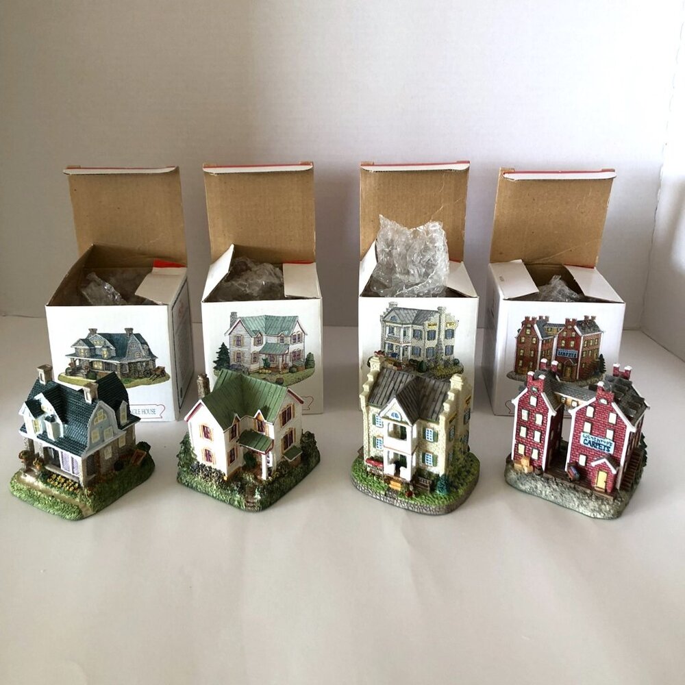 Liberty Falls Collection Miniature House Figurine Decor House Art Set of 4